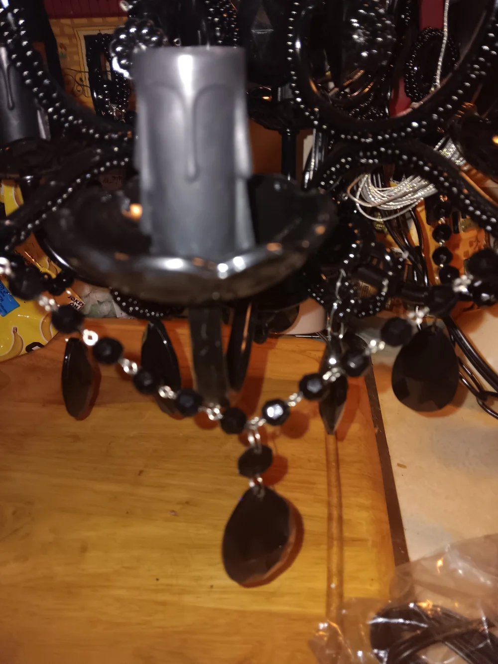 Black Beaded Mini Chandelier
